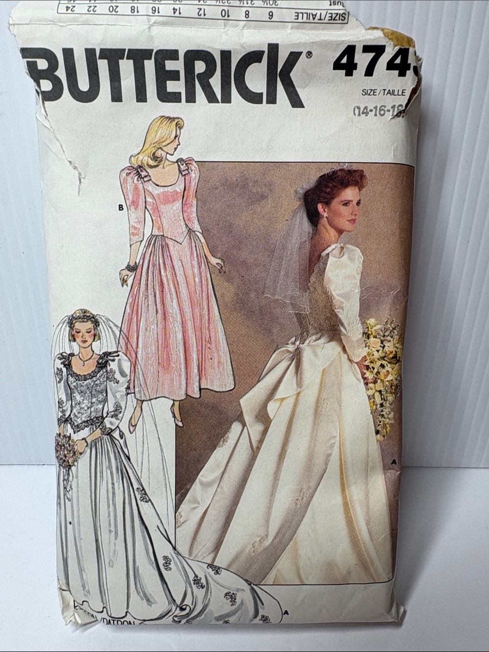 80s Wedding Gown Patterns Butterick 4743 sizes 14-16-18